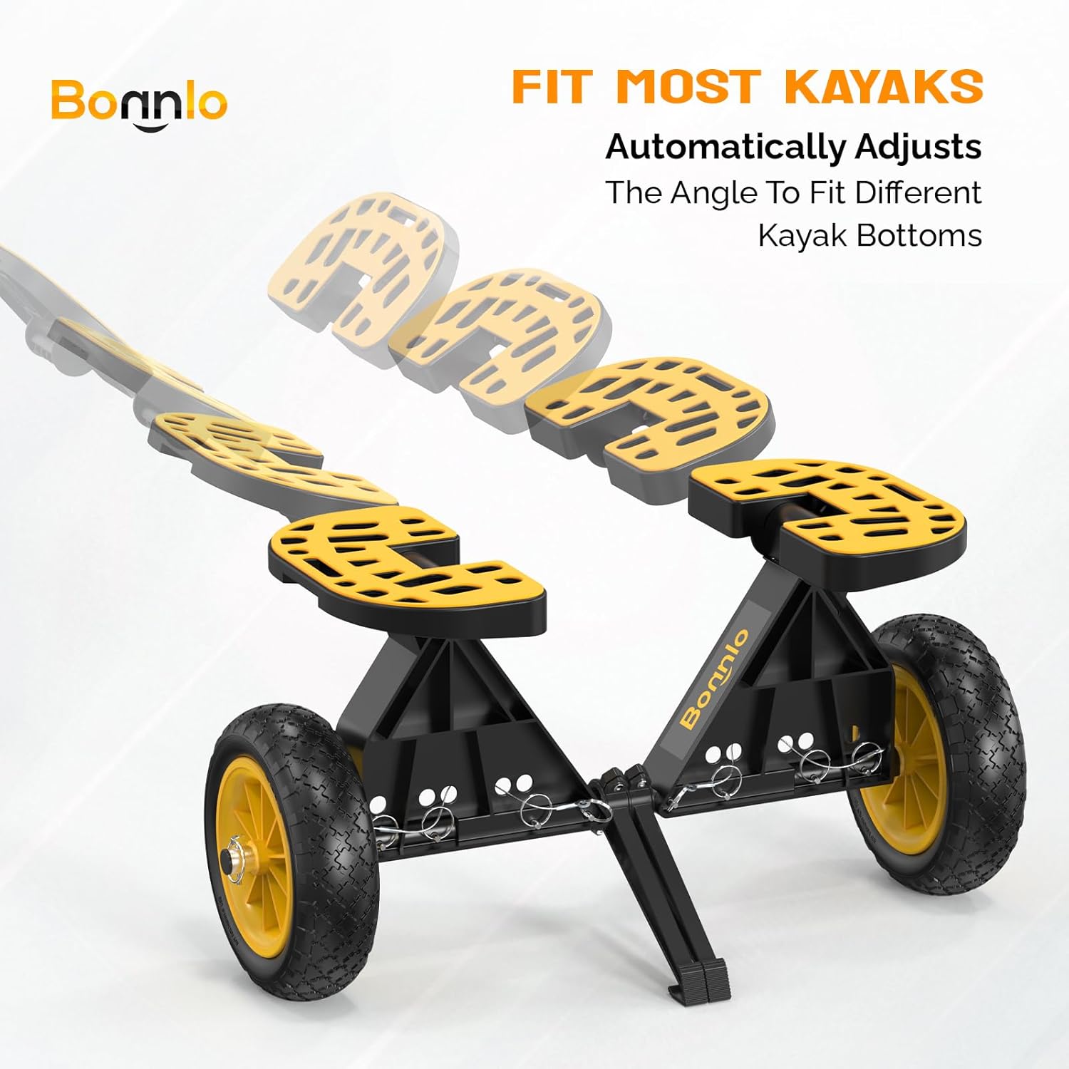 Bonnlo Kayak Cart with10-Inch Kayak Wheels, Canoe Trolley Cart with Adjustable Straps, No Tools Required for Easy Assembly All-Terrain for Kayaks, Canoes, Paddleboards