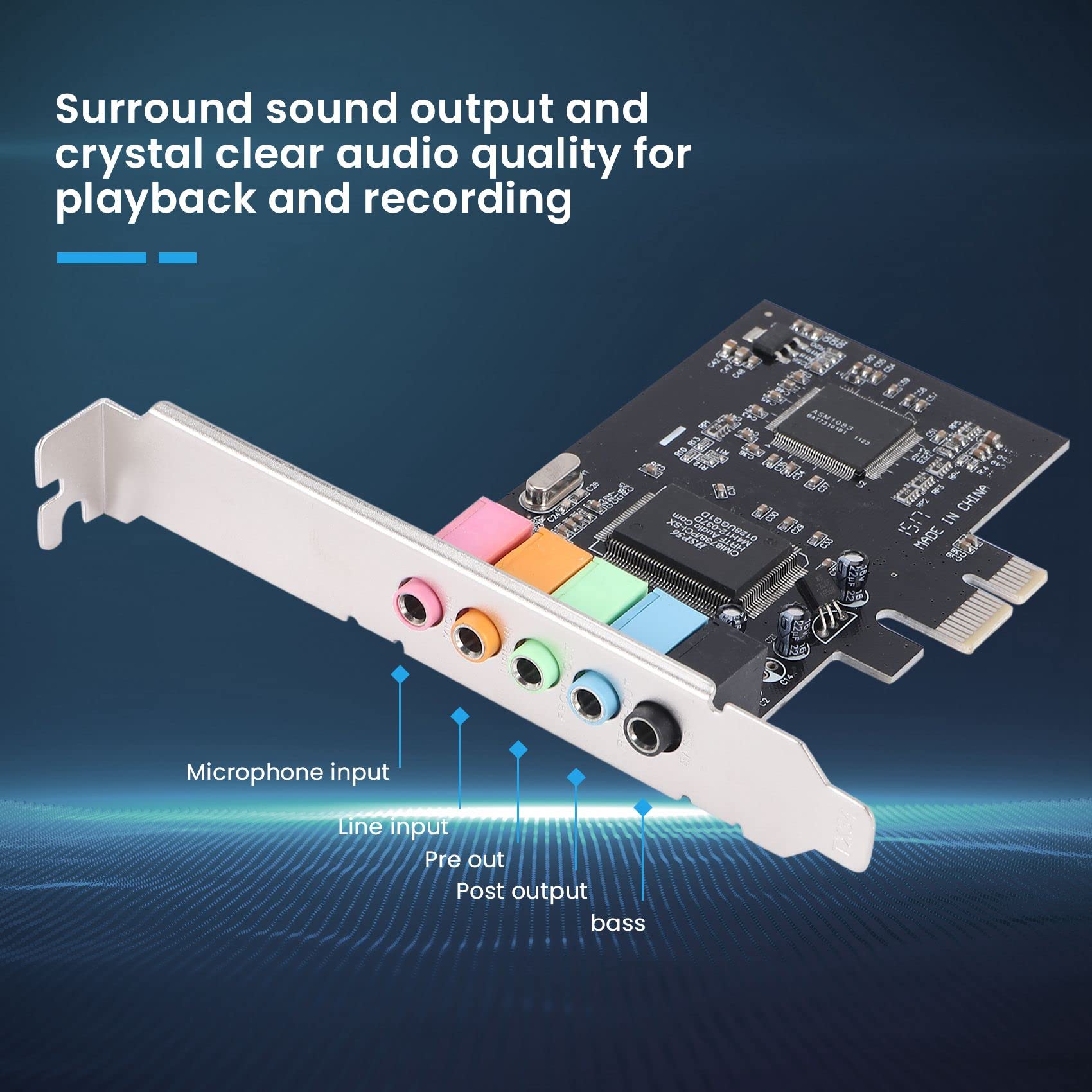 Scheda audio PCIe 5.1, Scheda Surround PCI Express Audio SteReO 3D con Ad Alta Prestazioni Scheda Audio PC Chip CMI8738