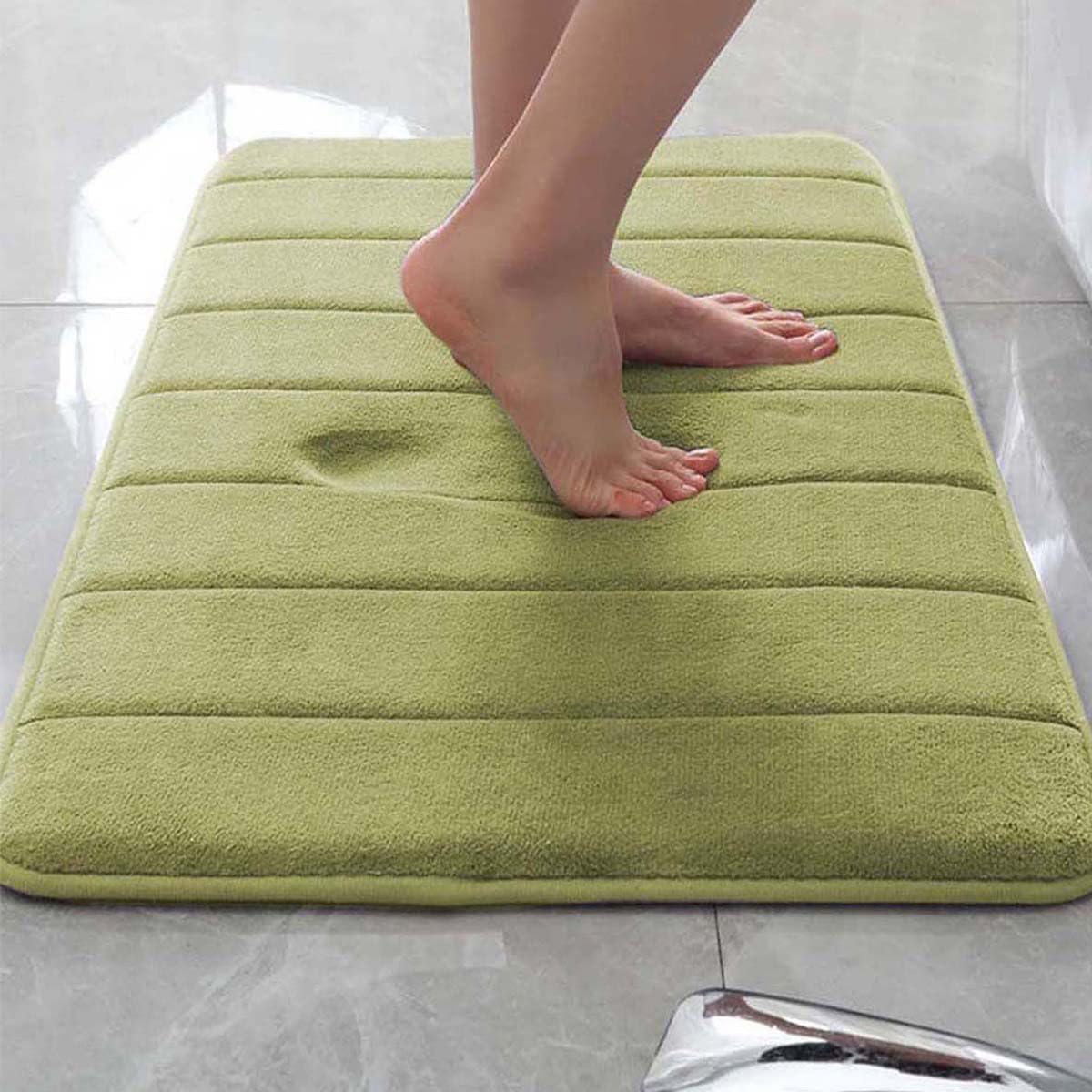Extra weiche Memory Foam Badematte - Rutschfester, saugfähiger, schnell trocknender Teppich für Haus & Küche 100x200 cm Lila - Bequeme Badezimmer-Bodenmatte