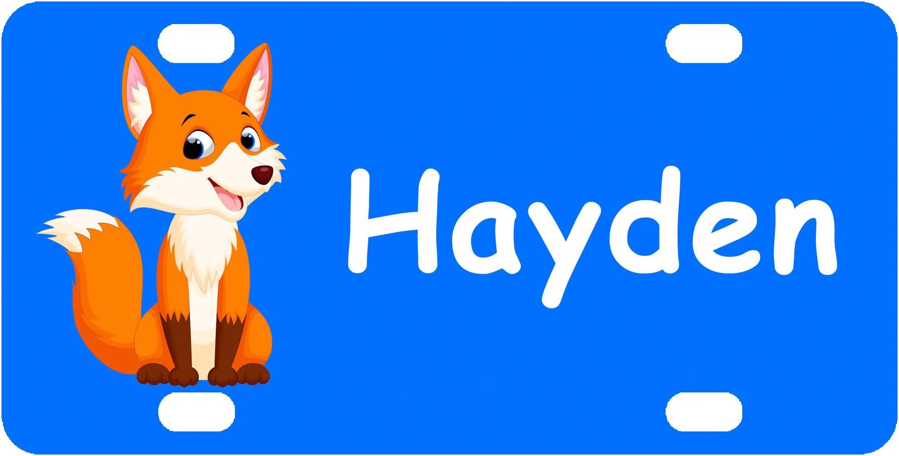 zaeshe3536658 Personalized Cute Fox Blue License Plate, Custom Name Bike Plate, Kid's Door Sign, Car Plate.