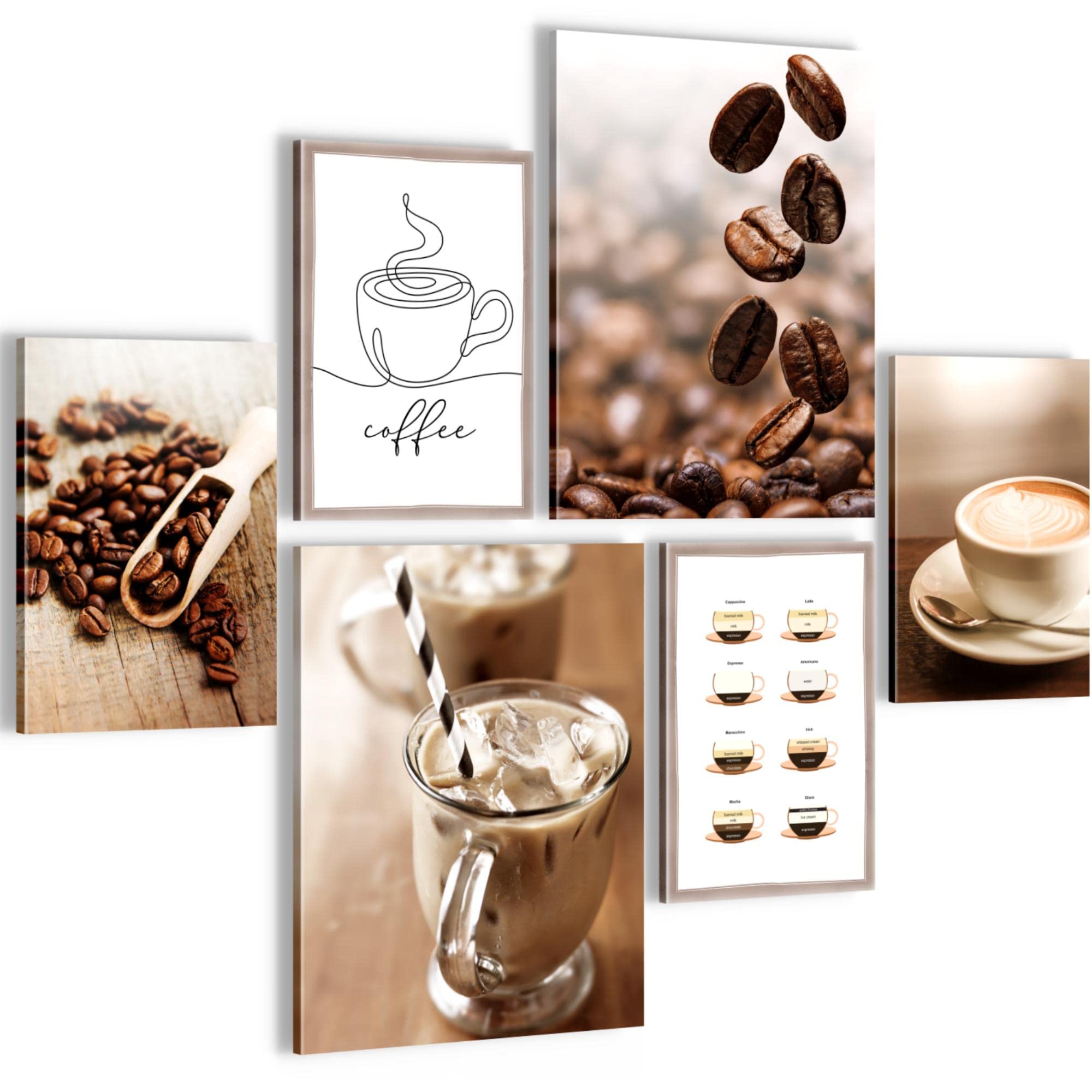 Novart Quadro Moderno Per Cucina - Tema Caffè - Collage Nero - Stampa Su Tessuto Non Tessuto - Made In Germany -  N034272b