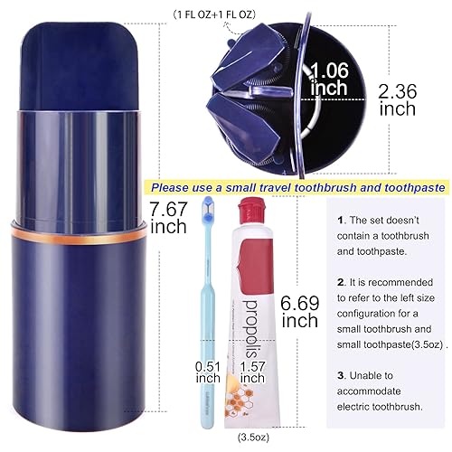 Miniatura 2 de Kit de cepillo de dientes de viaje  Contenedor de viaje 8 en 1 para cepillo de dientes aprobado por la Tsa Tamaño de viaje (azul genciana)
