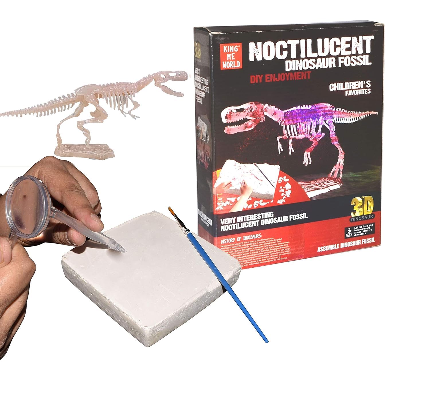 Crackles Glow in Dark Noctilucent Dinosaur Fossil Excavation Archaeological Science STEM Toys Kit (Tyrannosaurus Rex/T Rex)-image-25
