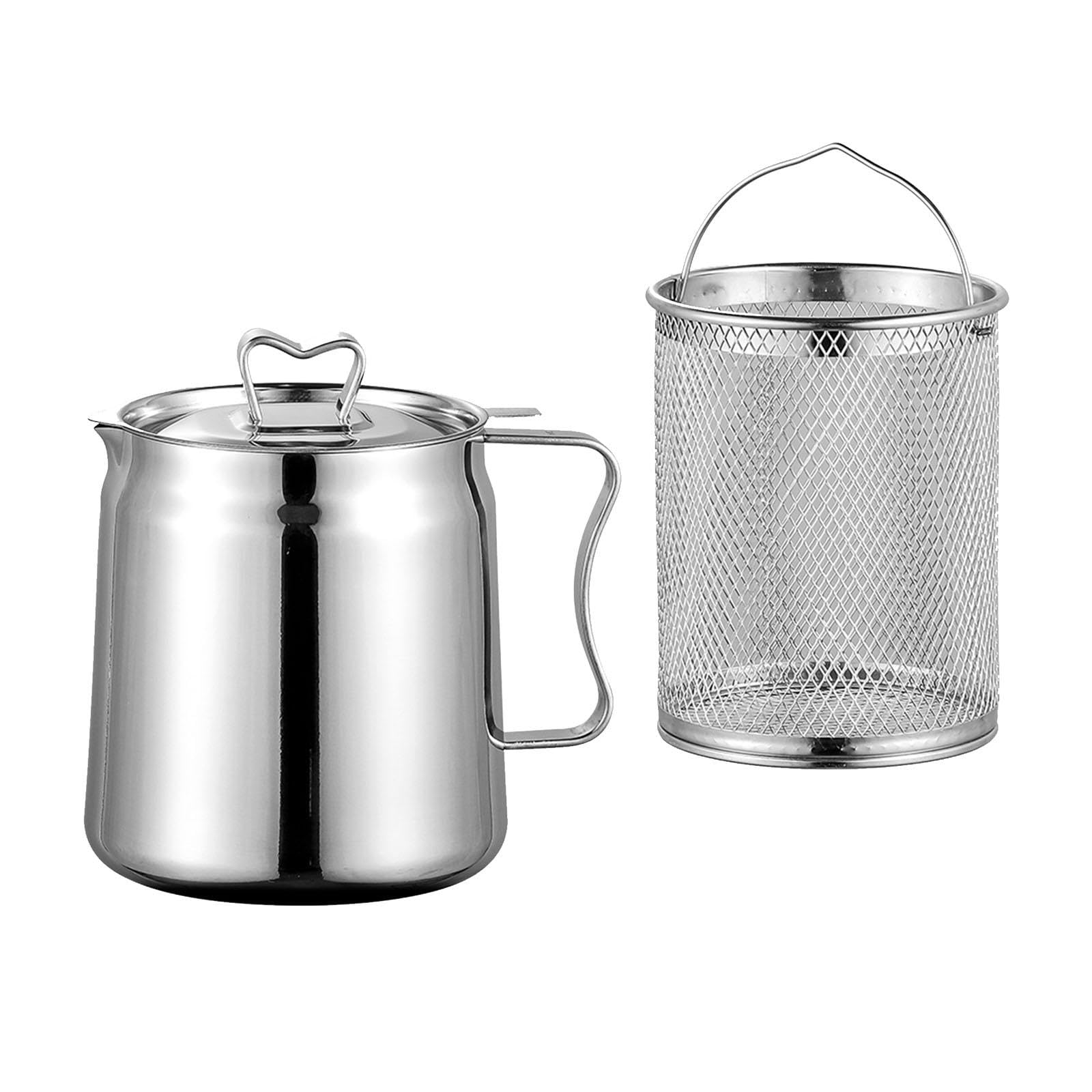 Stainless Steel Deep Fryer Pot Grease Keepers for Cooki | Stainless Steel Deep Fryer Pot Grease Keepers for Cooking Oils Storage Baking 2.0L-image-11