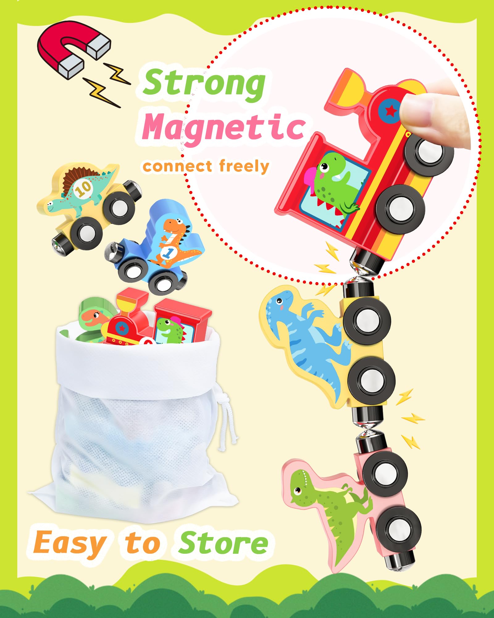 Magnetic Dinosaur Train Set - Toddler Toys -4 Magnetic Dinosaur Train Set - Toddler Toys -4