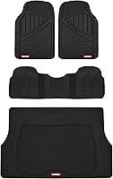 MotorTrend FlexTough All-Weather Rubber Floor Mats & Cargo Liner - Full Set Front Rear for Cars Trucks SUVs Black
