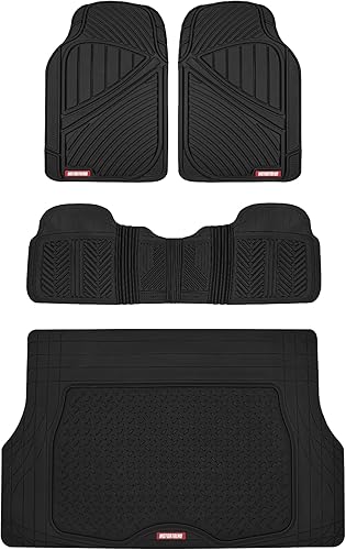 Conjunto de tapetes para vehículo de Motor Trend incluido tapete para maletero resistentes y flexibles Negro