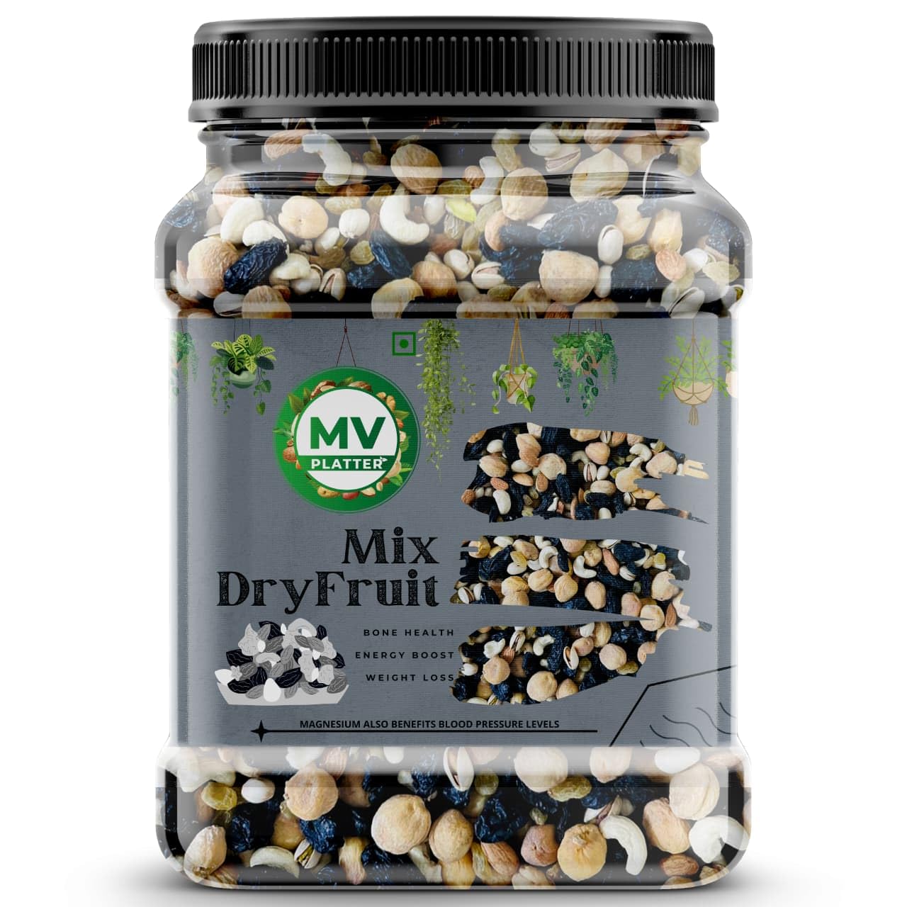 MV PLATTER Premium Mix Dry Fruits | Healthy Mixed Nuts & Dry Fruits | Almonds, Cashews, Pistachios & Raisins 500g-image-12