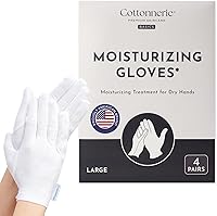 Vista 14 de 4 pares de guantes de algodón Cottonnerie Basics para manos secas al dormir, guantes hidratantes durante la noche, guantes hidratantes para manos