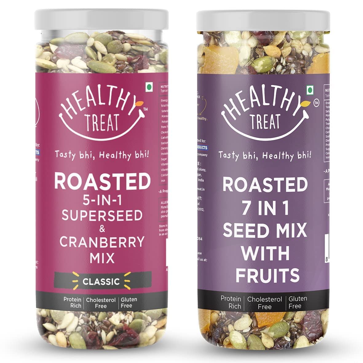 Roasted 5 in 1 Seed Mix with Cranberry and 7 in 1 Seed Mix with Fruits 300 gm (Pack of 2-150g each) | Trail Mix | Roasted Seeds mix for eating | High Protein Snacks | Healthy Edible Seeds | Diet Snacks | Healthy Snacking for Weight Loss | Gluten Free