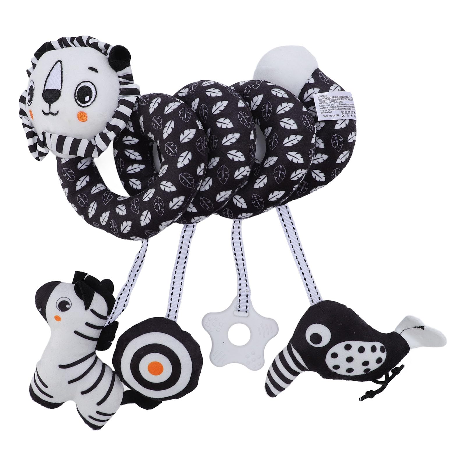 JYNVO Spirale D'activité Pour Poussette – Girafe Noir Et Blanc, Jouet Suspendu Avec Accessoires, Stimule La Vision Dès La Naissance
