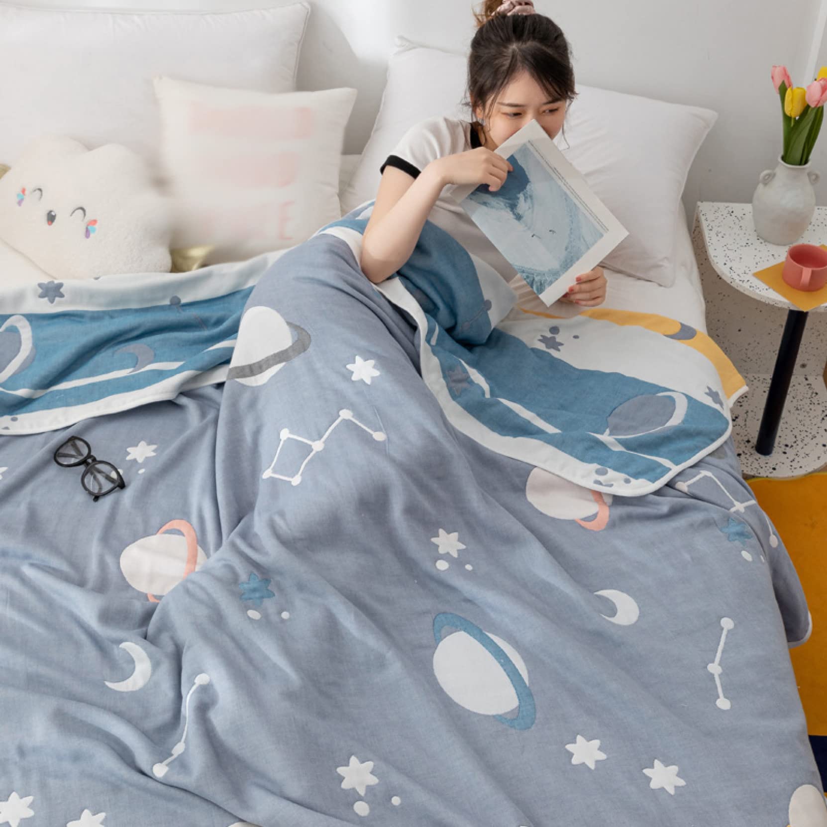 Amazon｜ひんやり ガーゼケット 6重 150*200cm タオルケット 肌掛け 綿