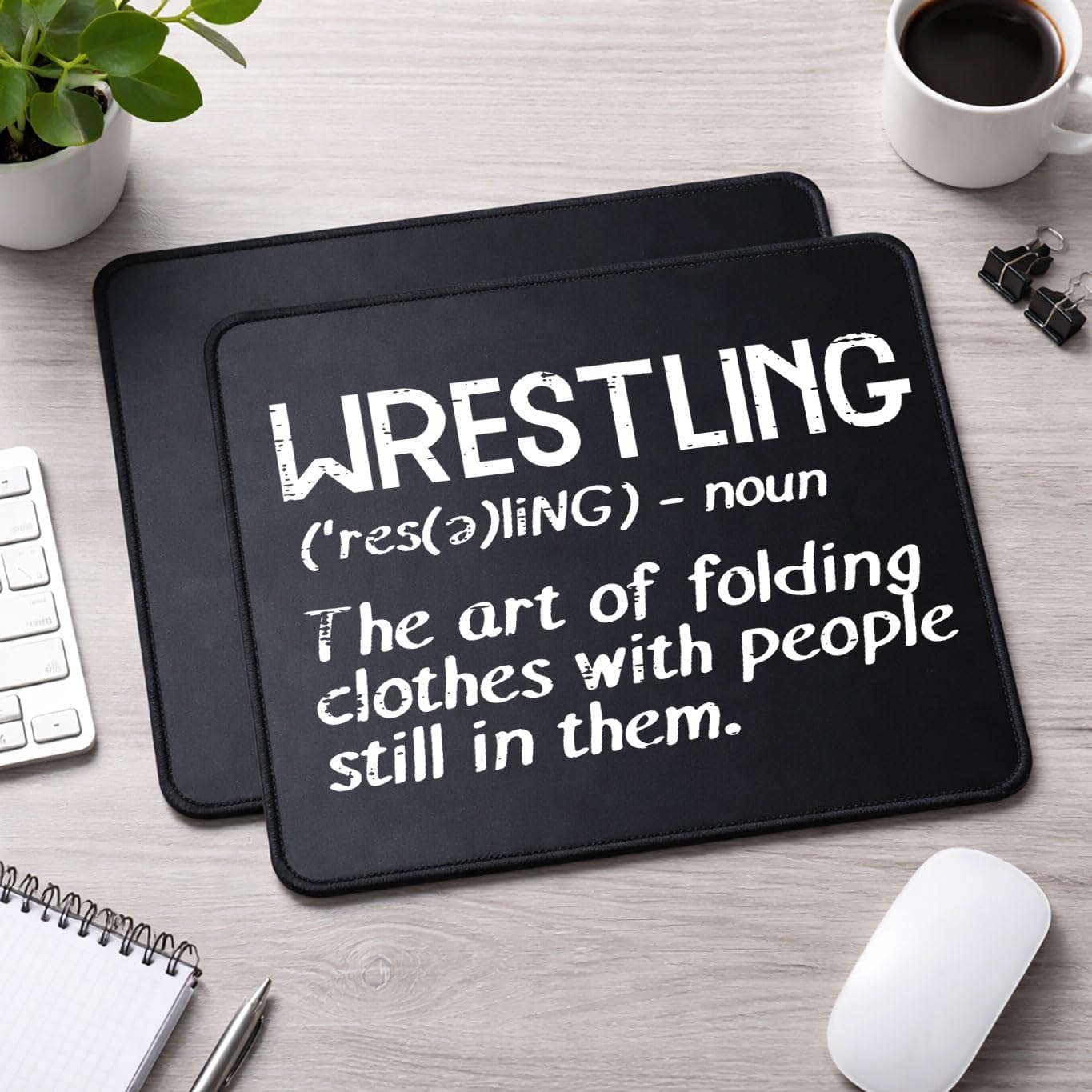 Wrestling Definition Mouse Pad Set, Rubber, Black, Non-Slip, Office, 9.5x8 inches, Rectangular, 2 Pack image 4