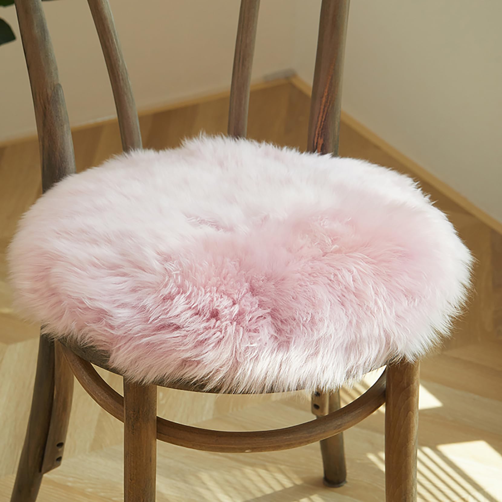 Luxury Sheepskin Seat Cushion - 100% Pure Wool, Thick Fur, Soft & Comfortable - Ideal for Office Chair, Car Seat, or Home Sofa - Round Shape Seat Pad (G,splicing 45CM)