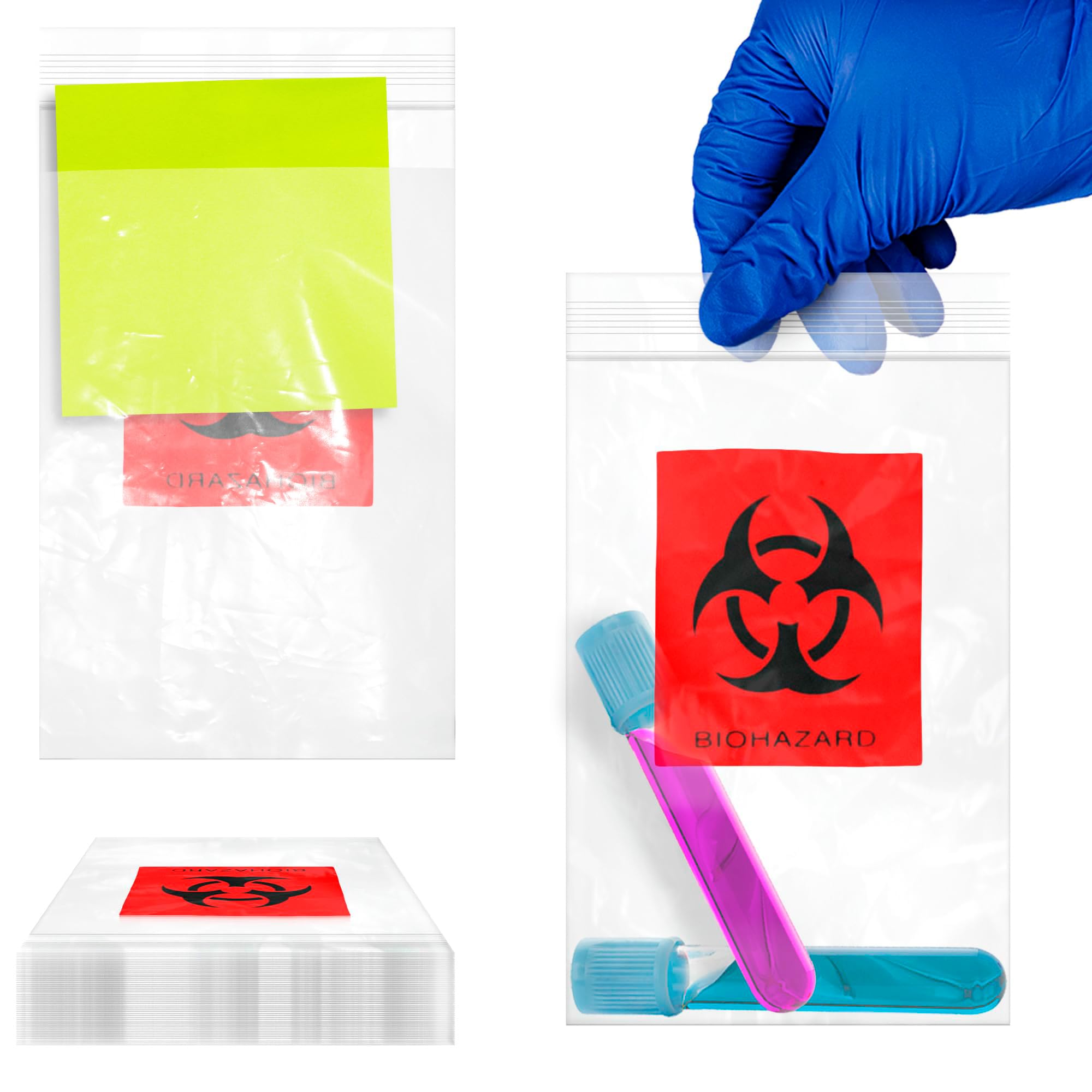 APQ Biohazard Specimen Bags, 3 x 5 Inch, Pack of 1000 Clear Zipper, 3 Wall Polyethylene, 2 Mils Thick, Transport Bag