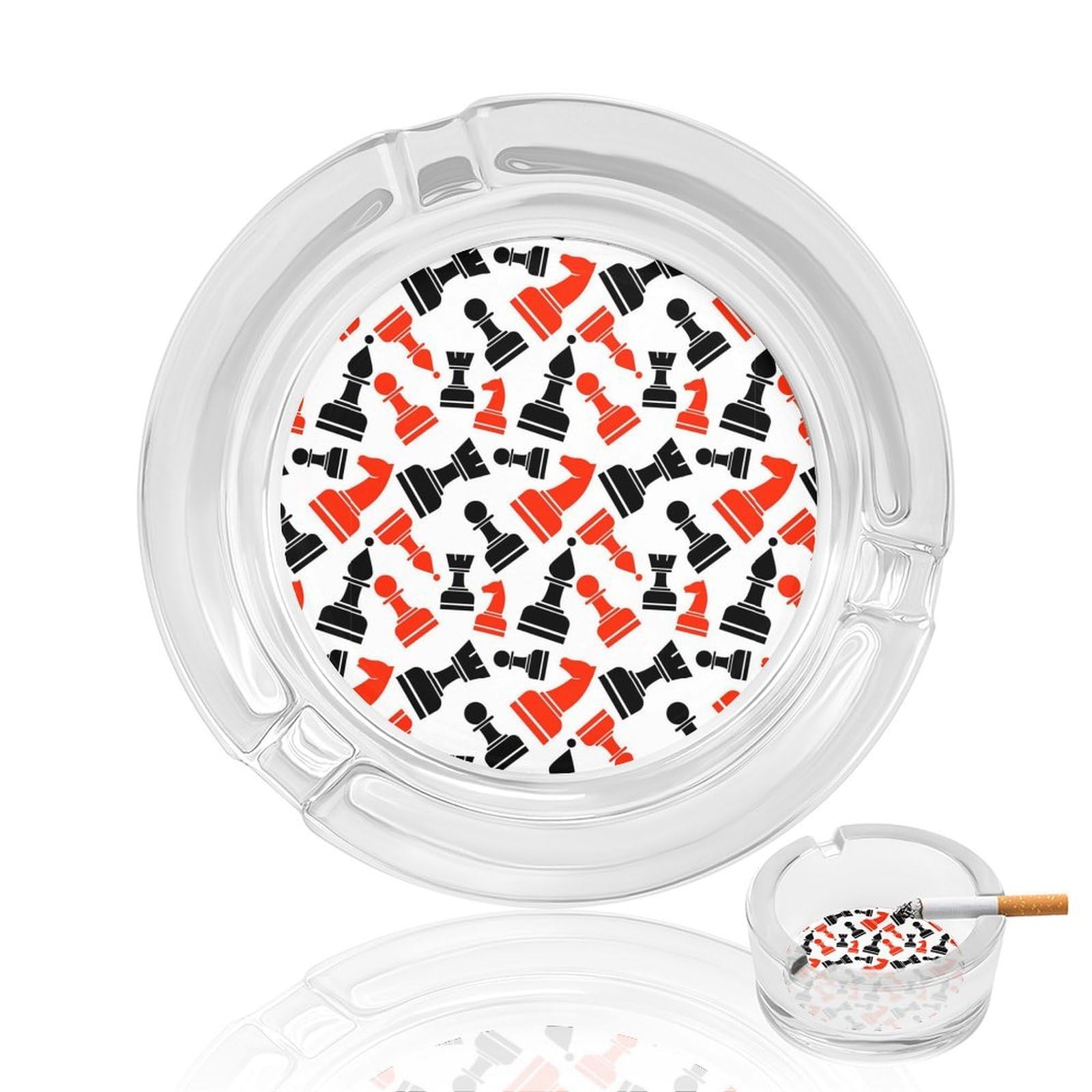 Nclqvjxzkhw Style Chess Glass Ashtray Round Ash Tray Smoking Trays For Home Garden Outdoor