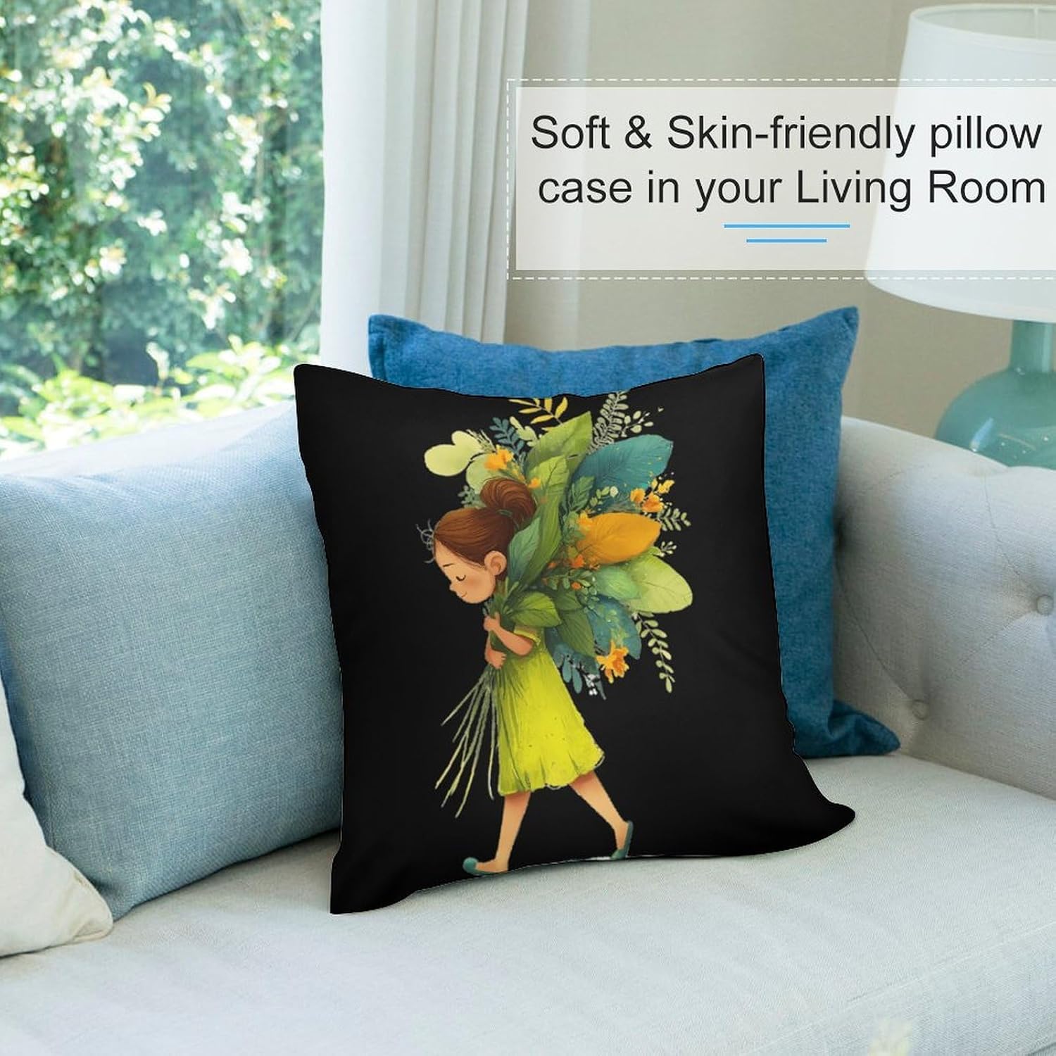 Bouquet Girls Flowers Throw Pillow Case Cover Sham Pillowcases Protectors for Couch Bed Sofa