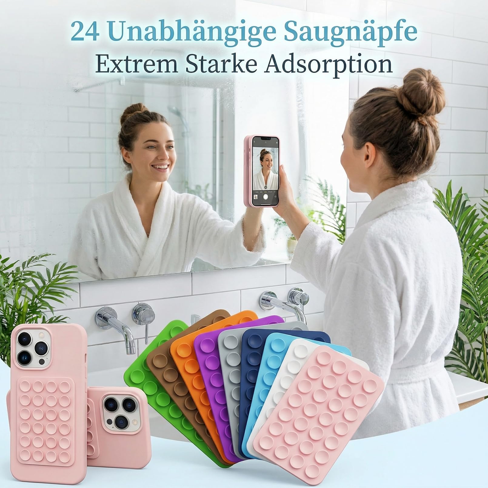 Silikon Handy Saugnapf, Multifunktionale Saugnapf-Halterung, Starke Haftkraft, 10 Stück, 10 Farben