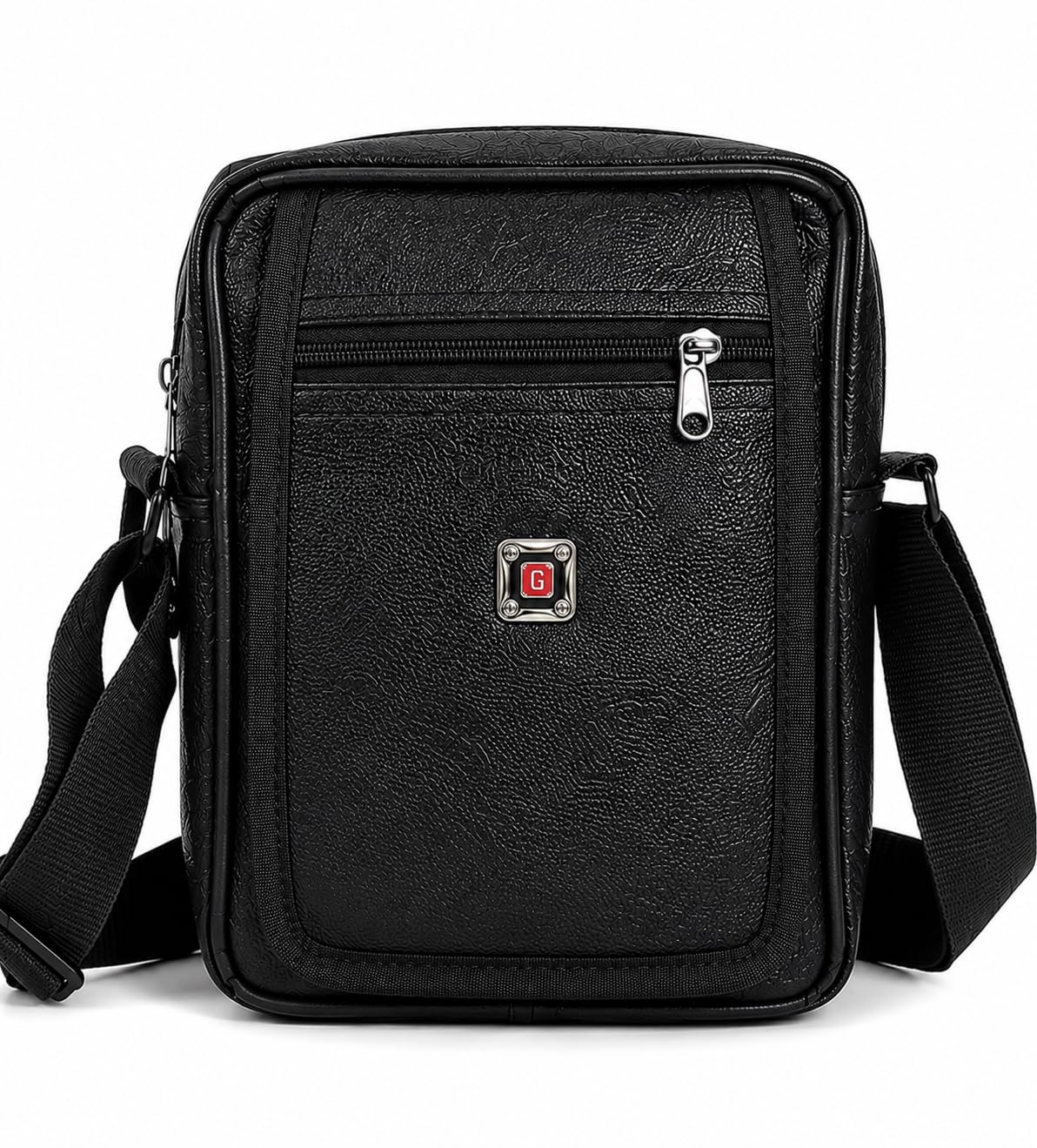 Premium Rexine Sling Bag for Men & Women | Unisex Crossbody Messenger Bag | Adjustable Shoulder Strap | Lightweight Office, College, Travel & Daily Use Bag | Black | 23 x 22 x 7 cm-picture-22