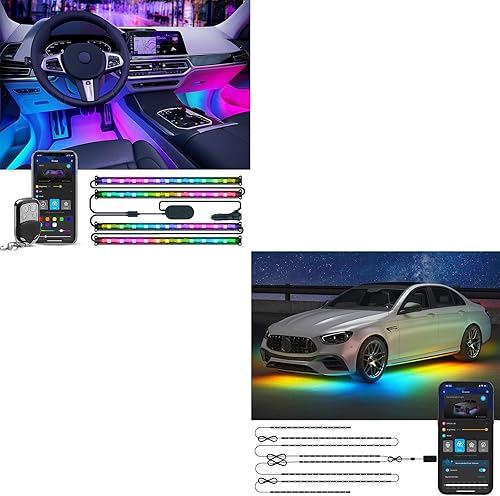 Govee RGBIC - Paquete de luces interiores para automóvil con 8 luces exteriores RGBIC para automóvil, control de aplicaciones, modo DIY y modo de