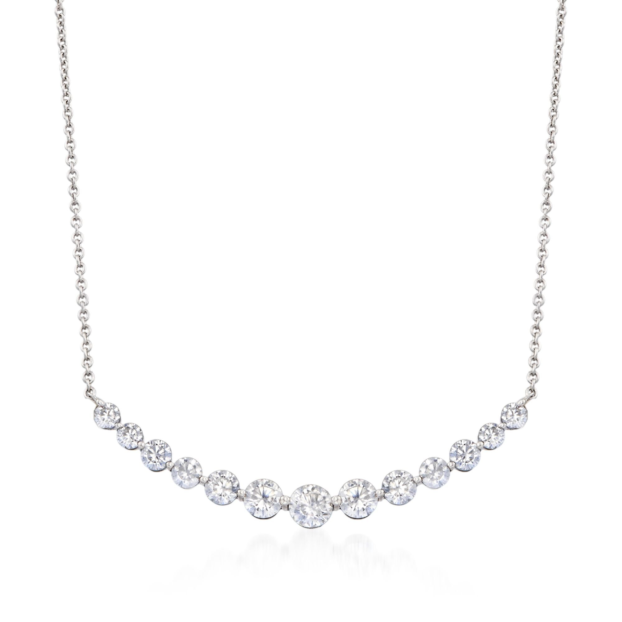 Ross-Simons2.70 ct. t.w. CZ Curved Bar Necklace in Sterling Silver