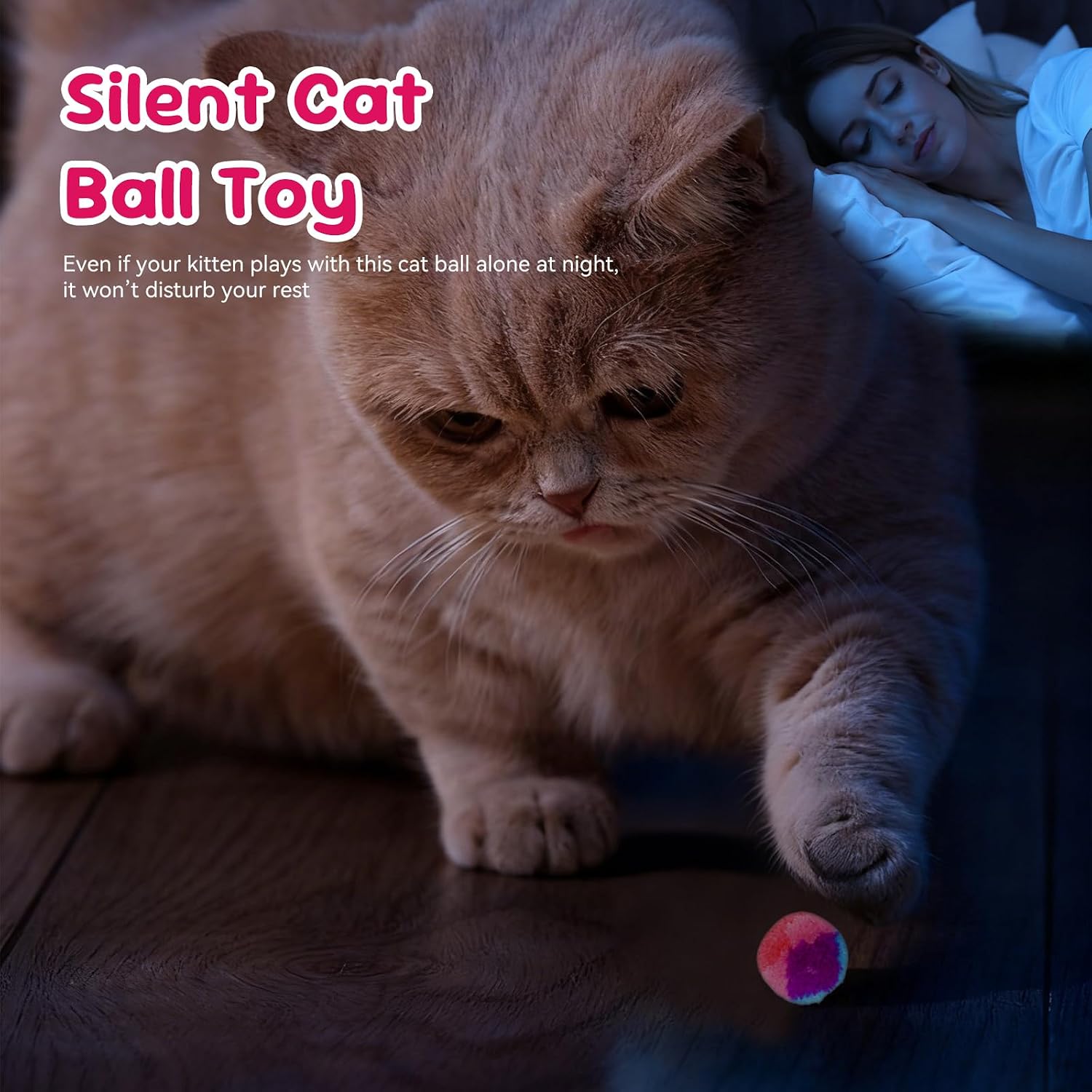 FuninCrea 20 Pcs Cat Ball Toy, 1.18-Inch Rainbow Cat Toy Ball Colorful Cat Pom Pom Balls with a Small Pouch, Fuzzy Kitty Balls for Cats, Kitten Toys for Playing Training Chasing (A,Small) image 3