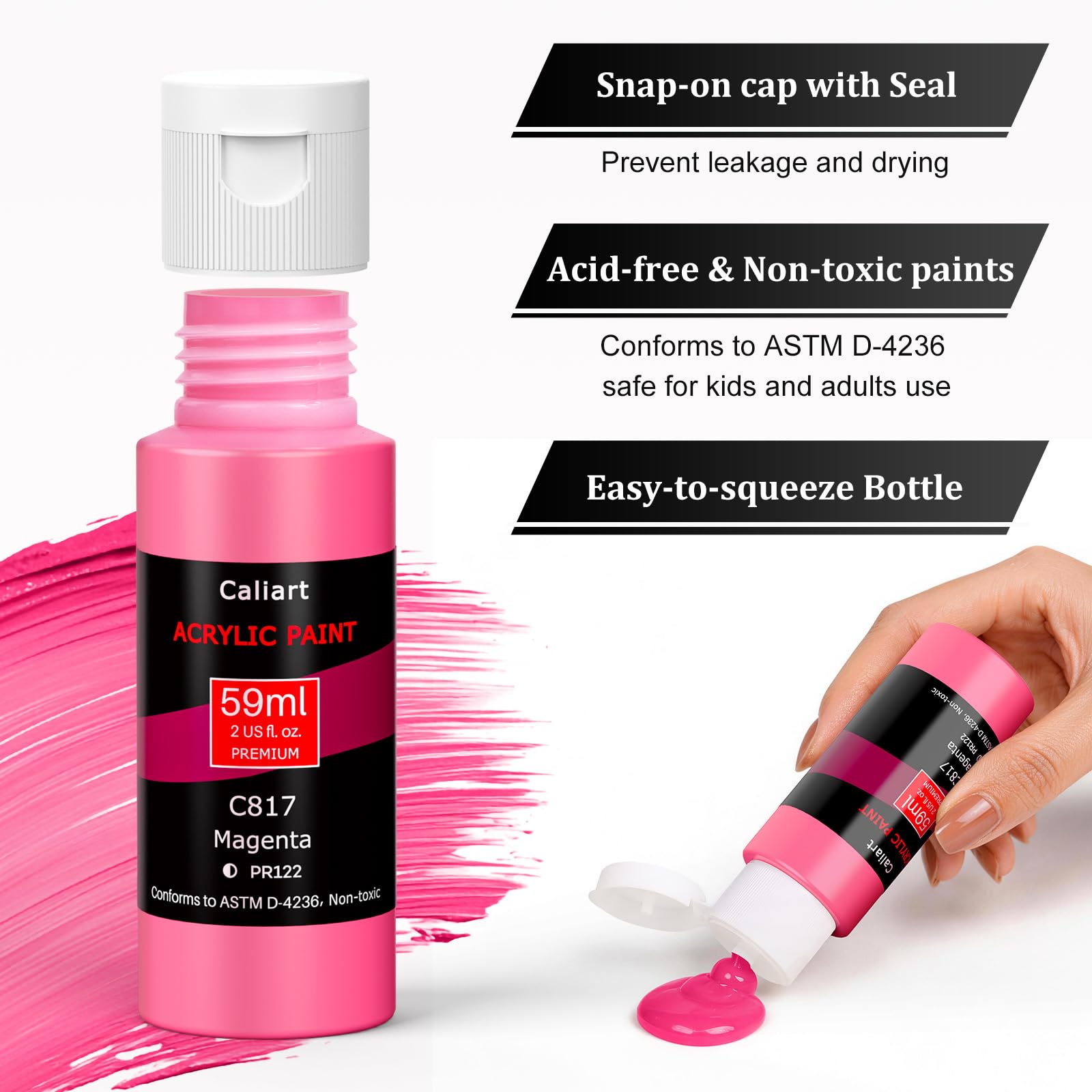Caliart Acrylfarben-Set mit 12 Pinseln, 36 Farben (59 ml), Kunsthandwerk Farben, Geschenke für Künstler, Kinder, Anfänger und Maler, Halloween-Kürbis-Leinwand, Keramik, Steinmalerei-Set, Kunstbedarf