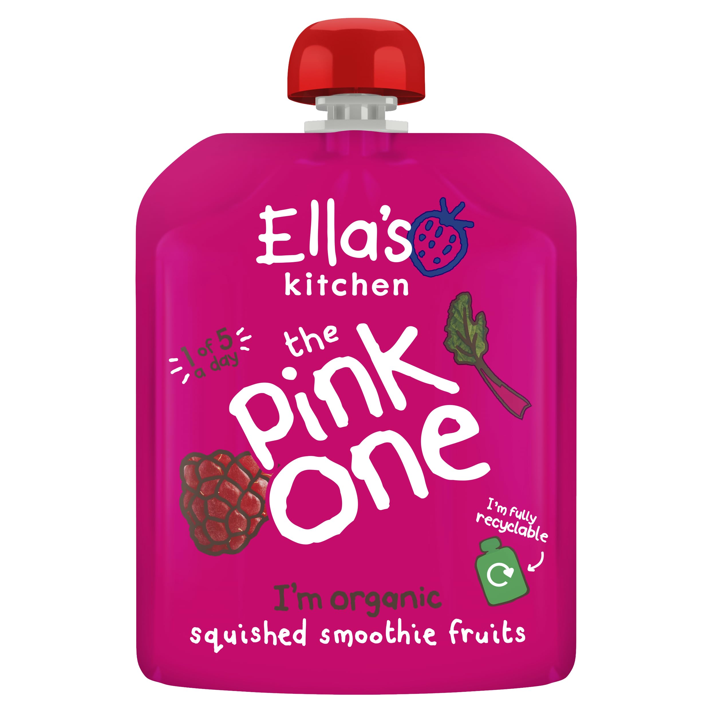 Ella's Kitchen Organic Squished Smoothie Fruits - The Pink One, 6+ Months Baby Food, Gluten & Dairy Free - 90g x 5 (Pack of 5)