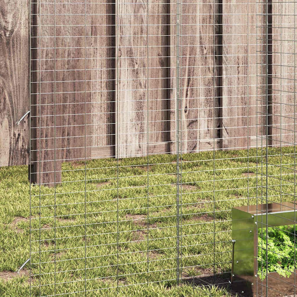 Jaula para conejos de acero galvanizado, 400 x 100 x 210 cm, jaula grande para animales pequeños con techo y suelo, resistente a la intemperie, para conejos, cobayas, hámsteres, roedores