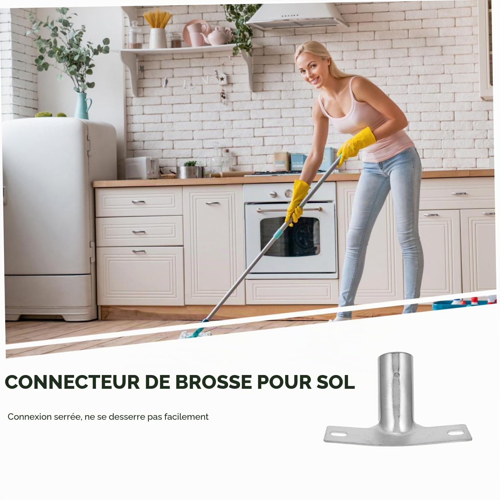 Adaptateur De Support De Manche À Balai 3 Pièces Connecteur Métallique Fileté Pour Balai Brosse Et Nettoyant Sol Adaptateur Tête De Durable Et Facile À Installer