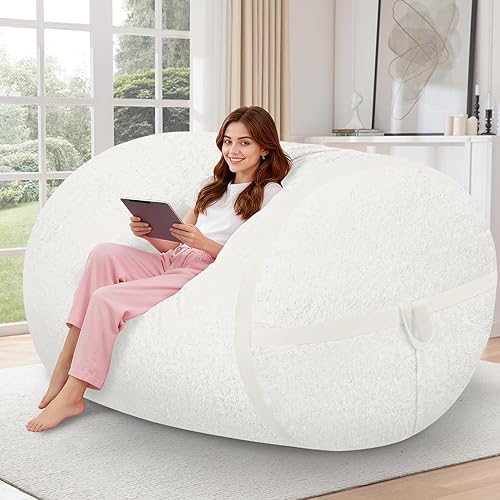 Miniatura 264 de HABUTWAY Puf gigante de 2 pies para adultos, con relleno de espuma viscoelástica, puf grande con funda de terciopelo holandés extraíble para sala de