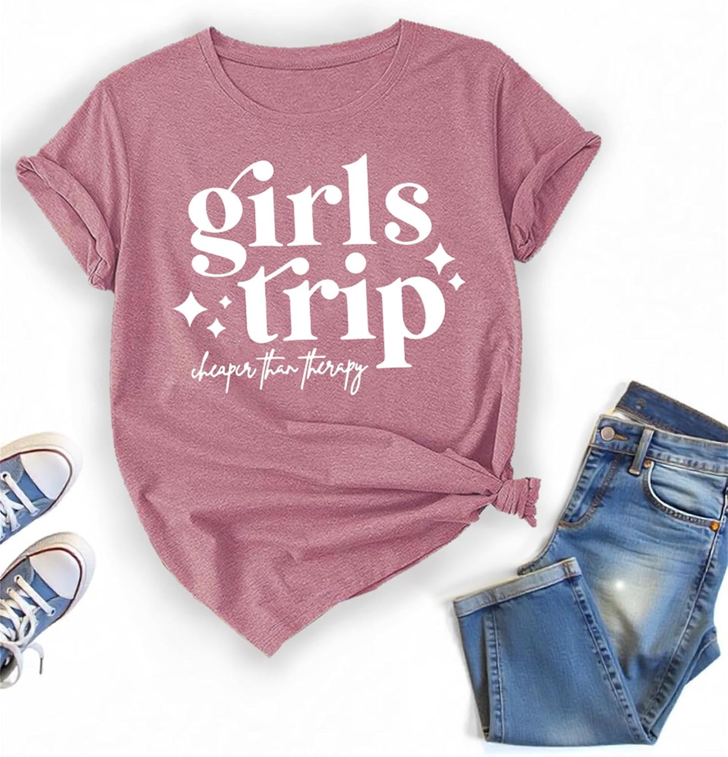 Women Girls Trip Cheaper Than Therapy Summer Vacation T Shirts for Women