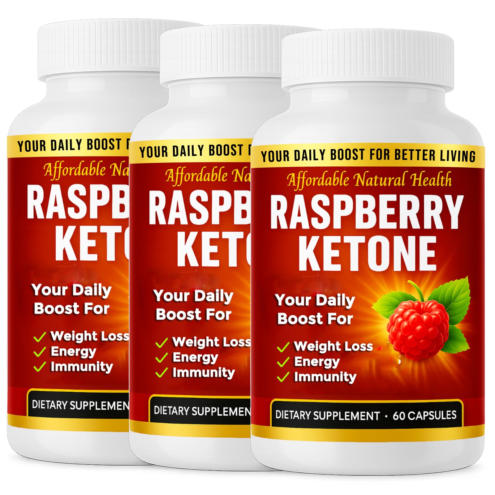 Raspberry Ketone Capsules, All-Natural Formula, May Support Active Healthy Lifestyle, 1000 mg Supplement, 180 Capsules, 6 Month Supply, Vegan, Non GMO