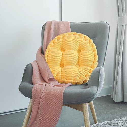 Miniatura 2 de TUNKENCE Cojín de asiento sólido para sillas de patio, cojín redondo de algodón suave acolchado para oficina, hogar, automóvil para interiores,