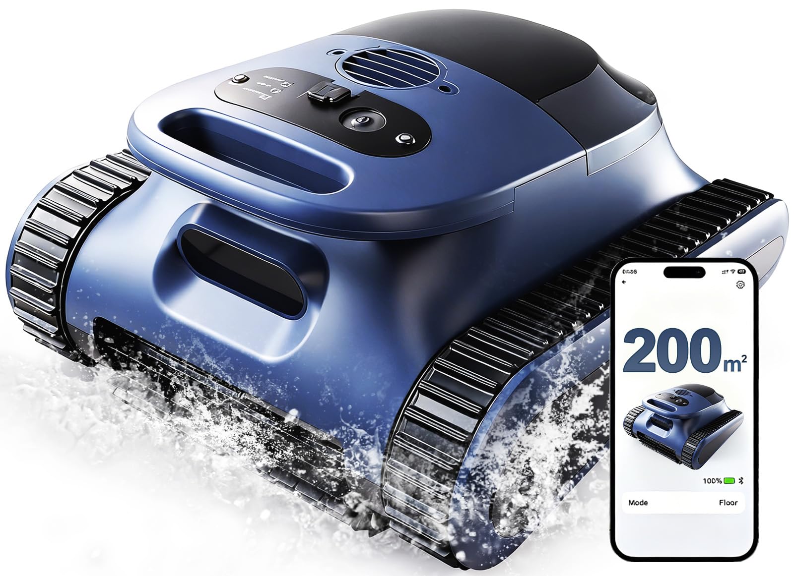 (Upgrade 2026) EVERCROSS BOT Robot Limpiafondos Piscina Batería, Limpiador Automático con Navegación IA, Flujo de 18.1 m³/h, Doble Filtro 3μm, Impermeable IPX8, Autonomía 180 Min