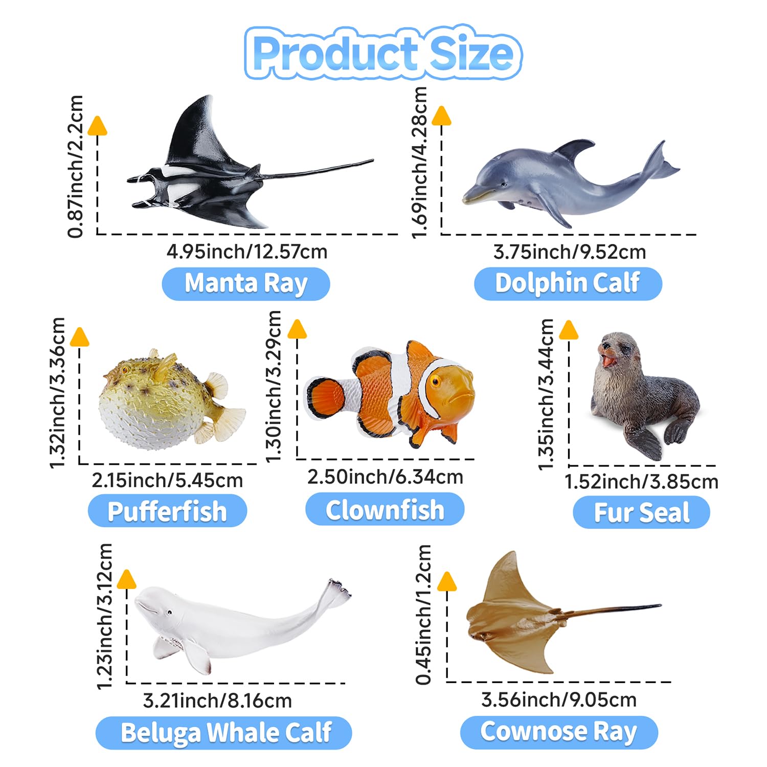 TOYMANY Zestaw zabawek, 8 sztuk, realistyczne figurki morskie
