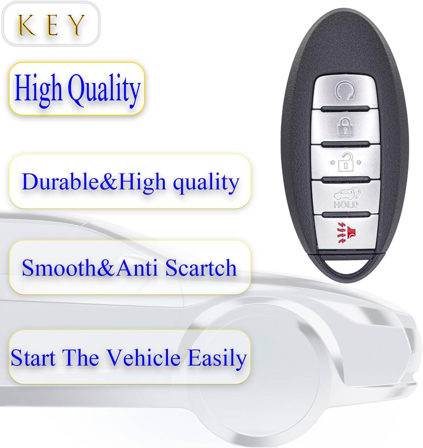 Key fob Replacement fits for Nissan Rogue 2016-2020 Smart Car Keyless Entry KR5S180144106 285E3-6FL7B 285E3-6FL7A 433.92MHZ 4A