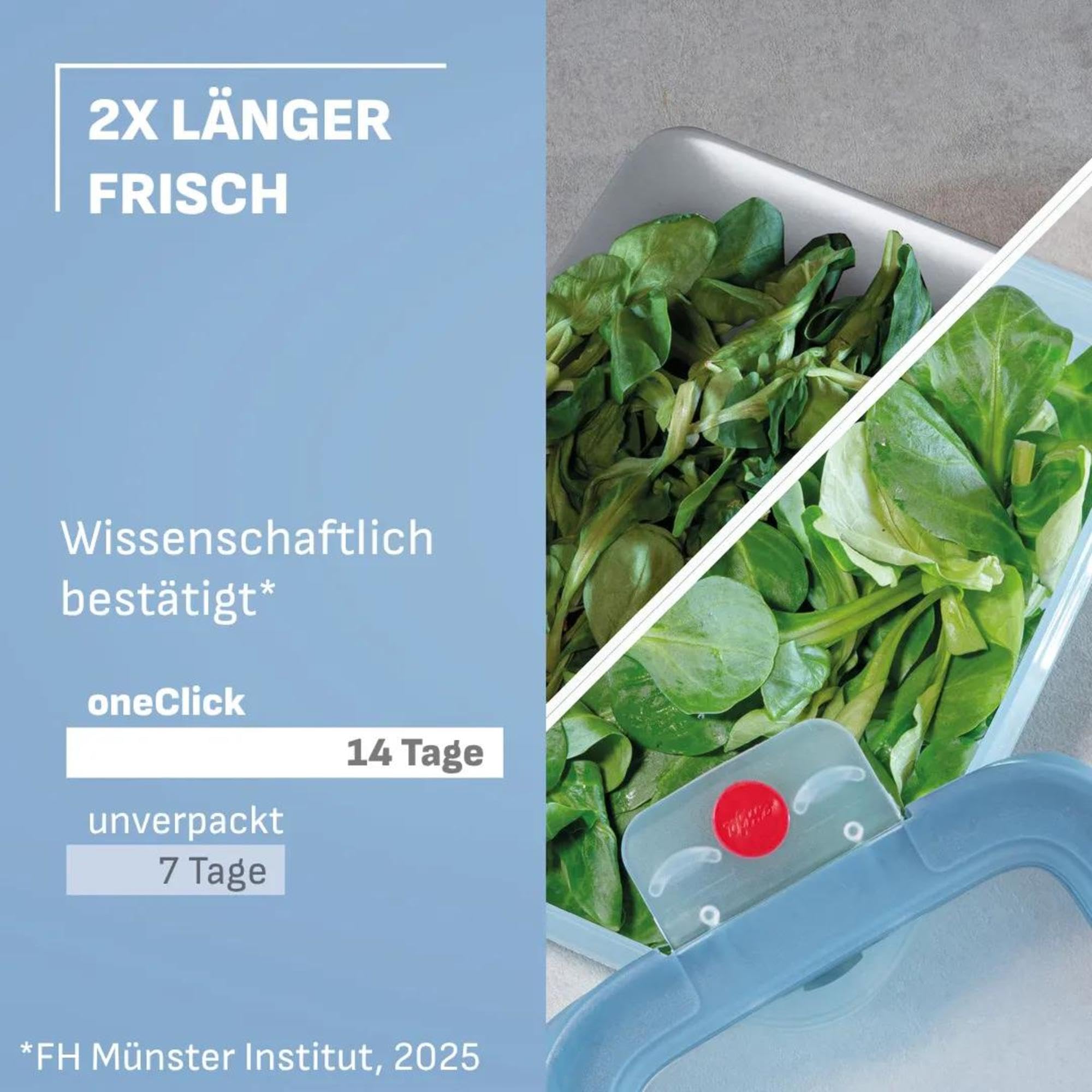 Emsa oneClick, Vorratsdose, One-Click System, Hält Lebensmittel 2x Länger Frisch, 100% Auslaufsicher, Made in Germany, Blue, 5-teiliges Meal-Prep Set 5× 1,2 L / 40,6 fl.oz, N1231200