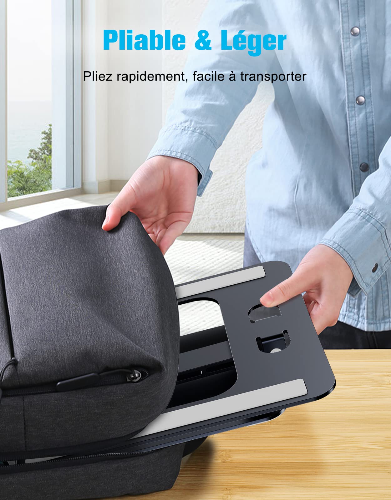Support Ordinateur Portable Réglable Aluminium Ventilé Pliable Compatible MacBook Air Pro Tablettes 10-16 Pouces