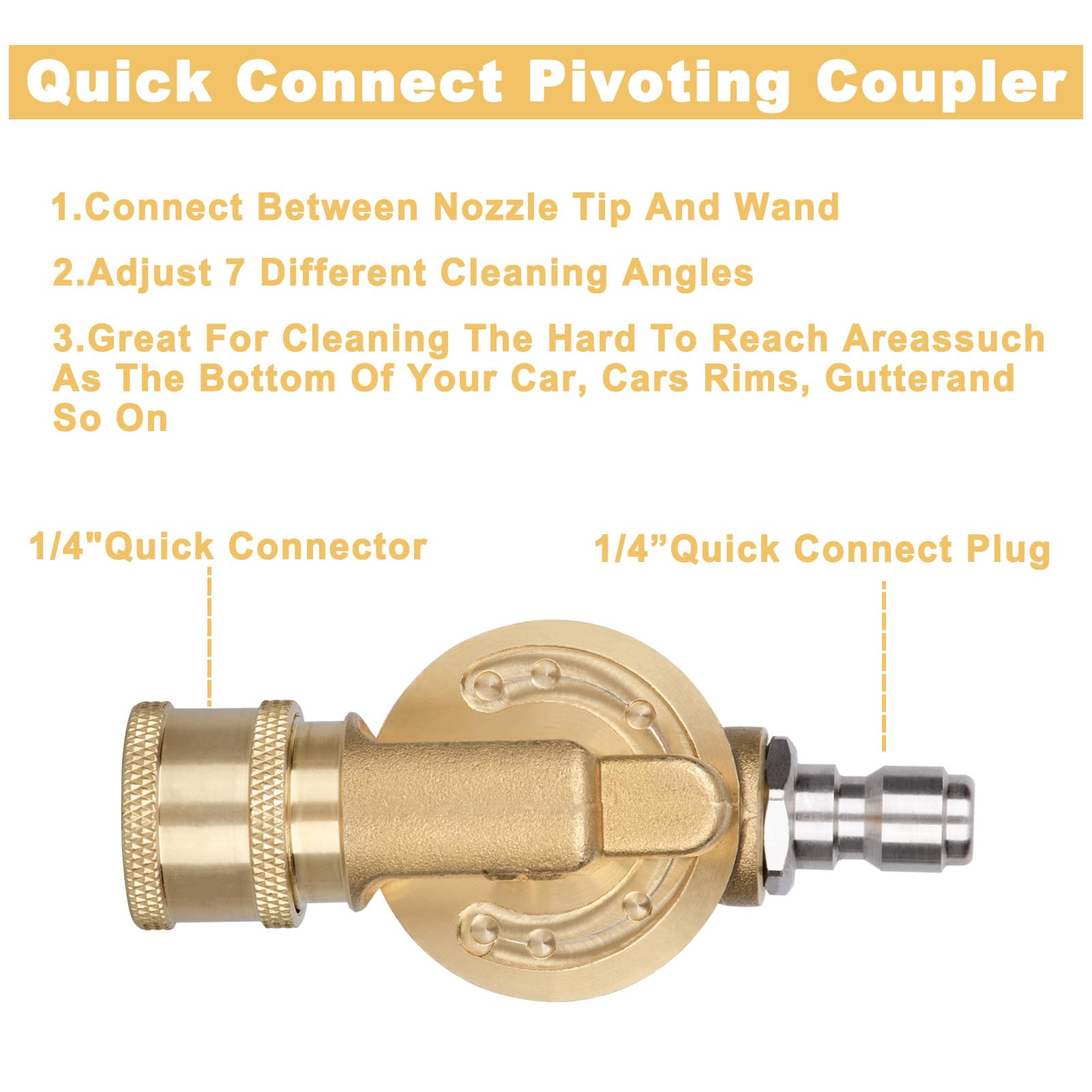 Coupleur Pivotant Nettoyeur Haute Pression Mesee - Rotation 240°, Raccord 1/4", 4500PSI Max