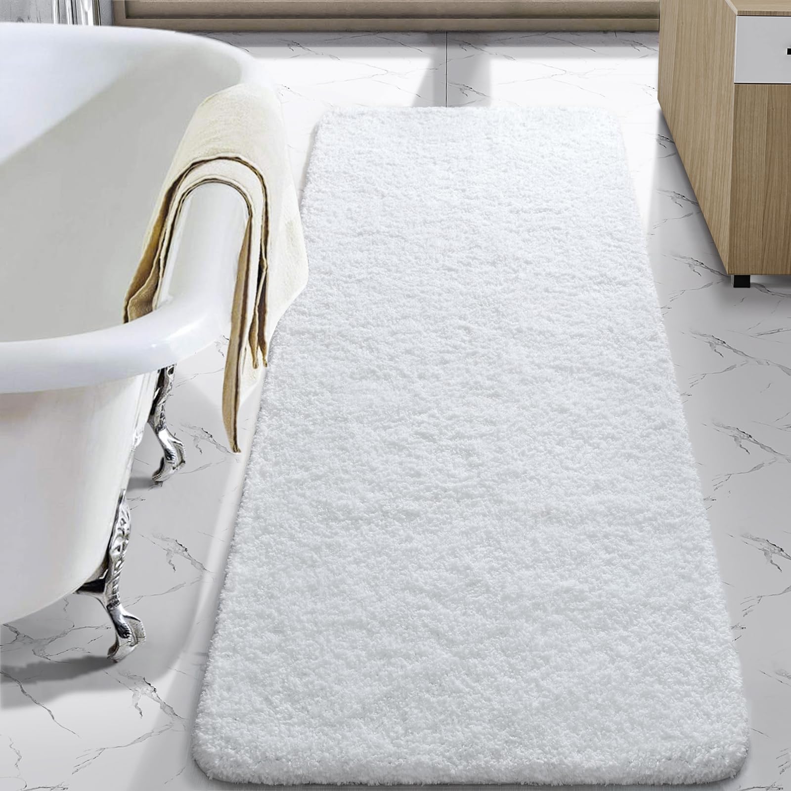 Photo 1 of LOCHAS Bath Rug 24x60 Inch White