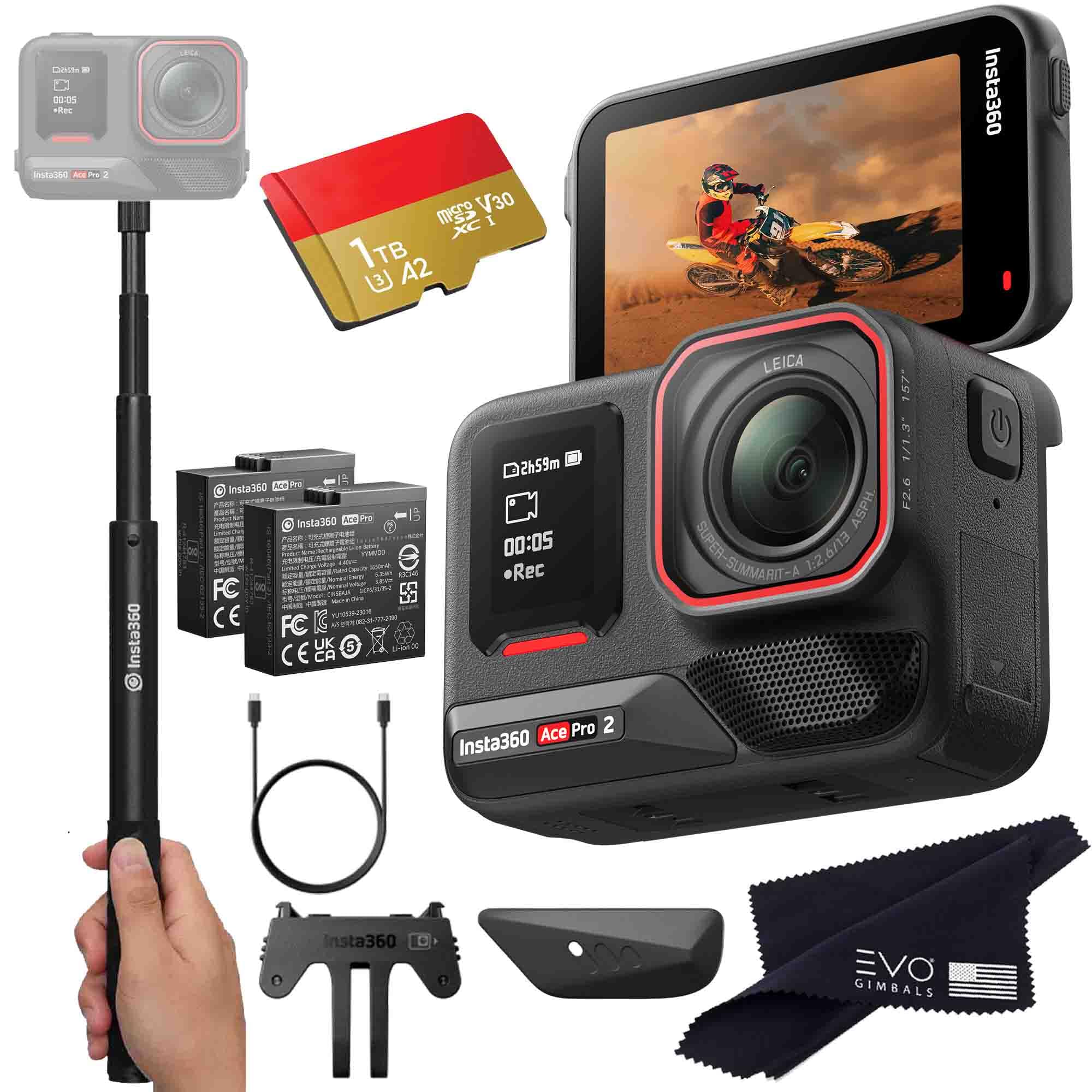Insta360 Ace Pro 2 Basic Bundle- 8K Waterproof Action Camera Co-Engineered with Leica, Flagship 1/1.3
