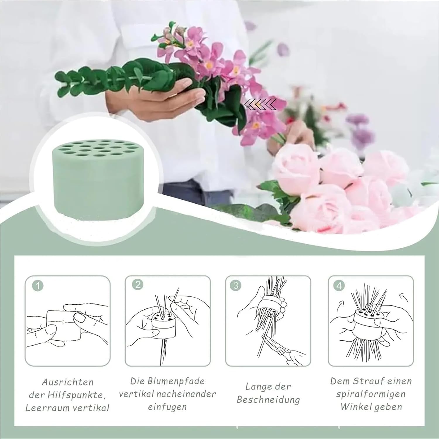 DIY Spiral Ikebana Stem Holder Spiral Stem Holder for Flowers Spiral Flower Stem Holder for Vases Spiral Bouquet Twister Flower Arrangement Holder(8pcs,Clear)