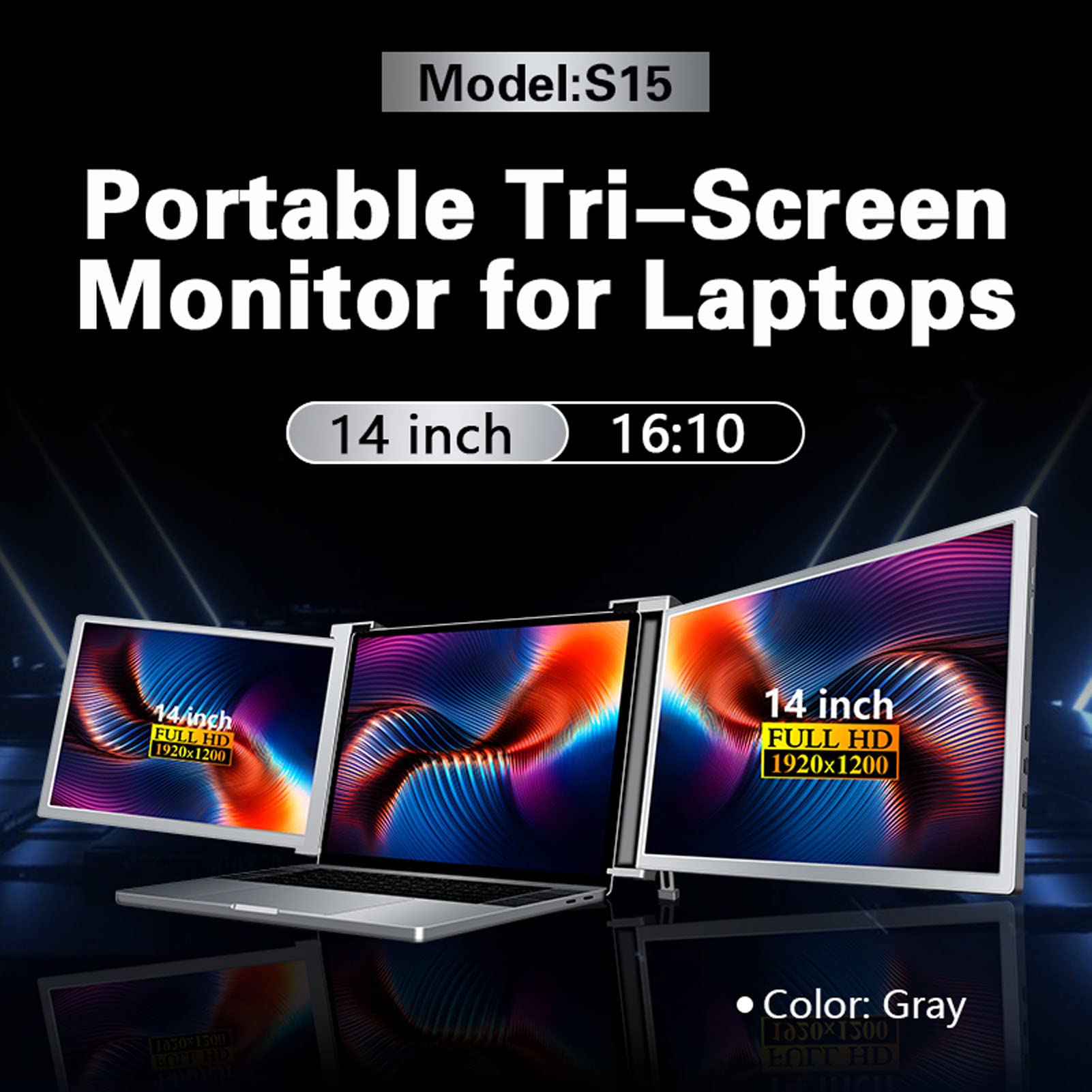 Amazon.co.jp: S15 ラップトップ用トリプルポータブルモニター、14