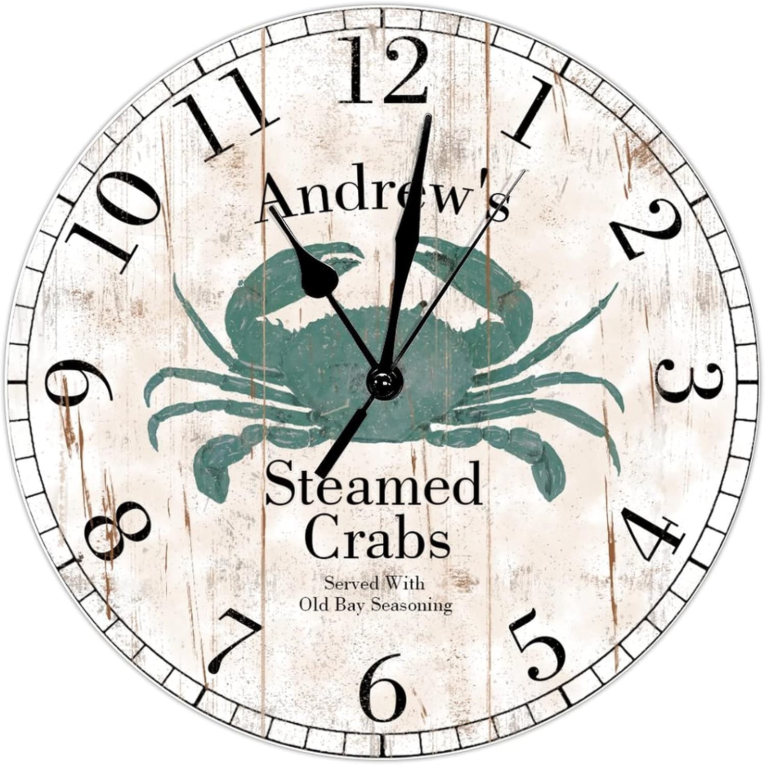 Vintage Wall Clock 12 Inch,Crab Round Clock,Silent Non-Ticking Decorative Clocks Quartz Battery Operated
