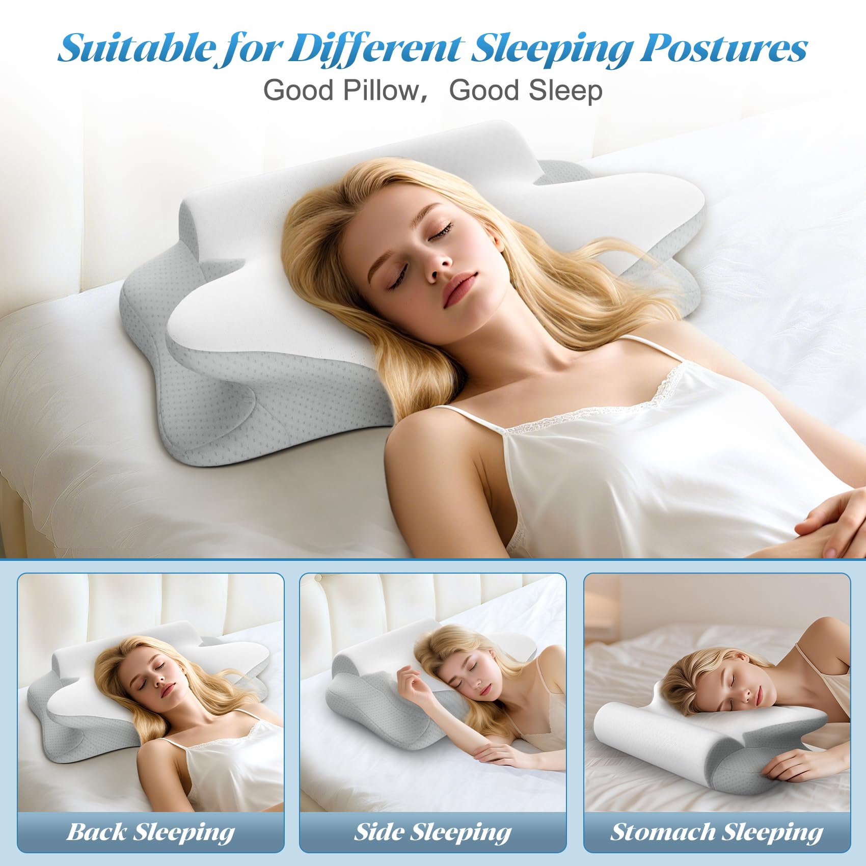 AOTOZE Cervical Pillow for Neck Pain Relief,Memory Foam Neck