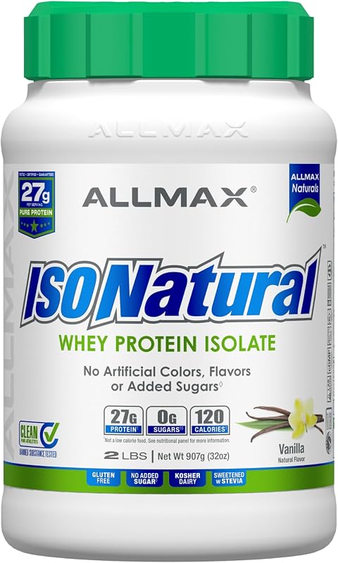 ALLMAX ISONATURAL Protein Isolate Powder, Vanilla, 2 lb, 29 Servings