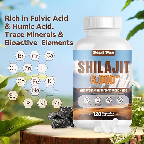 Miniatura 4 de Shilajit - Cápsulas del Himalaya – Suplemento orgánico puro del Himalaya con mezcla de hongos, zinc, suministro de 2 meses para fuerza, resistencia,
