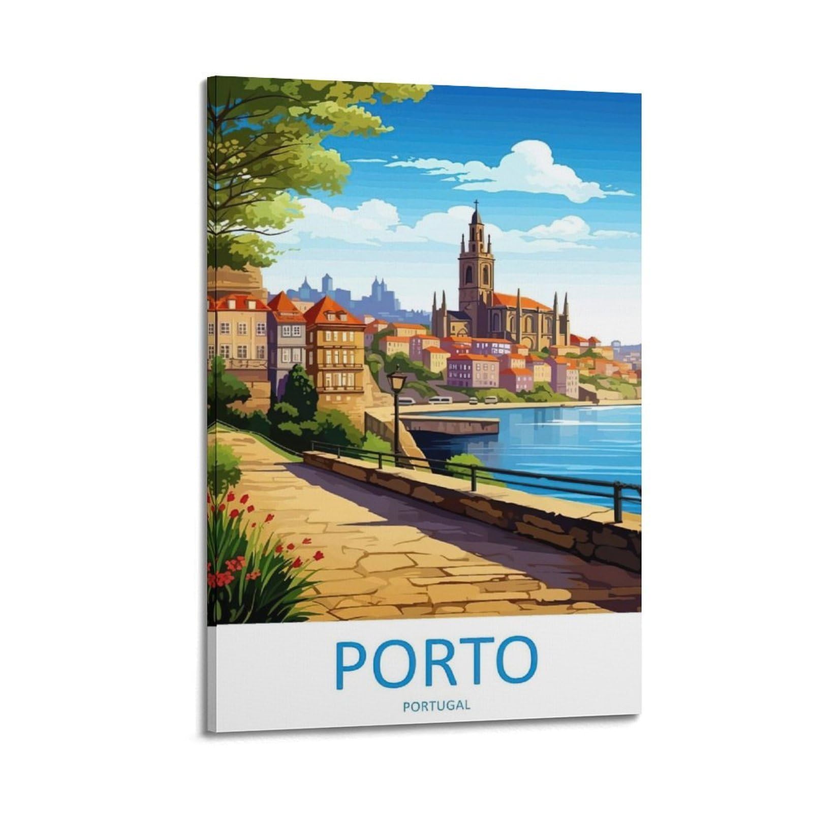 DLJGDS Vintage Travel Poster Porto Portugal Decorative Painting Canvas Wall Posters And Modern Family Bedroom Decor 12x18inch(30x45cm)