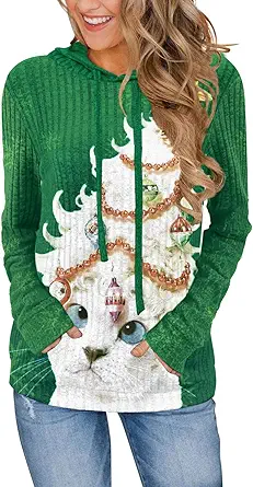MixShe Women’s Color Block Knit Hoodie – Casual Long Sleeve Pullover Sweater Tops with Pocket